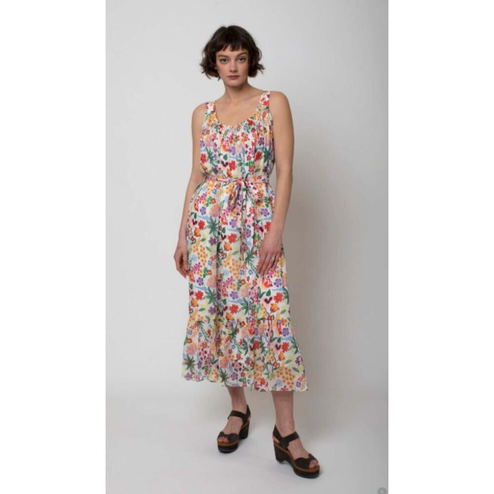 Saloni Robyn Midi Dress Rainbow 100% Silk